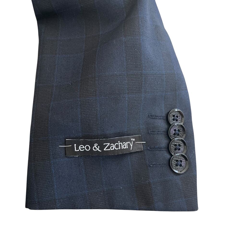 Leo & Zachary Boys Navy Black Plaid Suit Sports Jacket Blazer size 10 - Picture 14 of 14